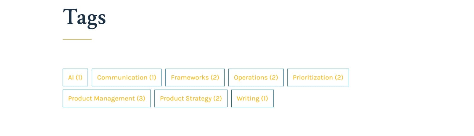 Homepage with basic tag list